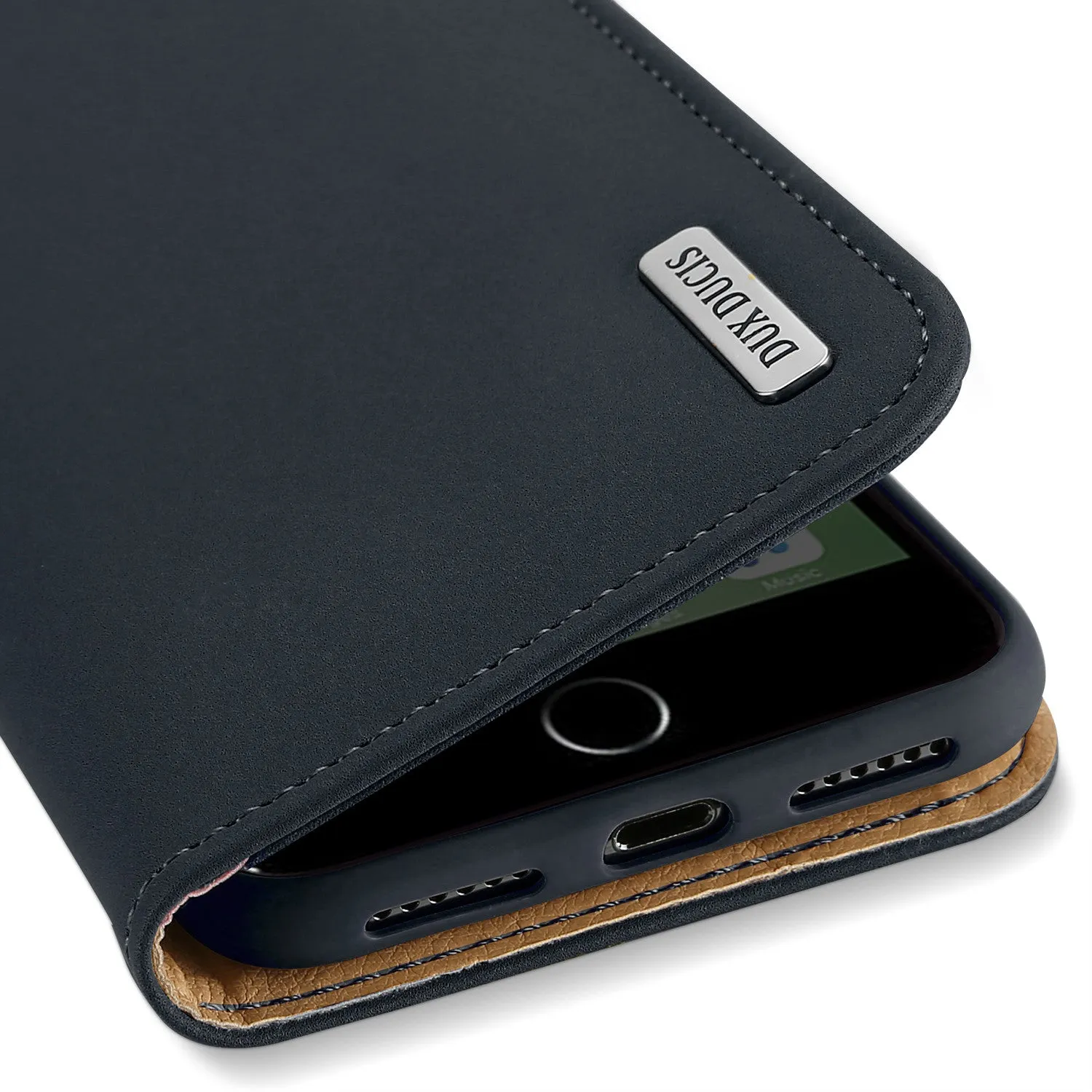 DUX DUCIS For iPhone 7/8 Luxury Genuine Leather Magnetic Flip Cover Full Protective Case with Bracket Card Slot blue
