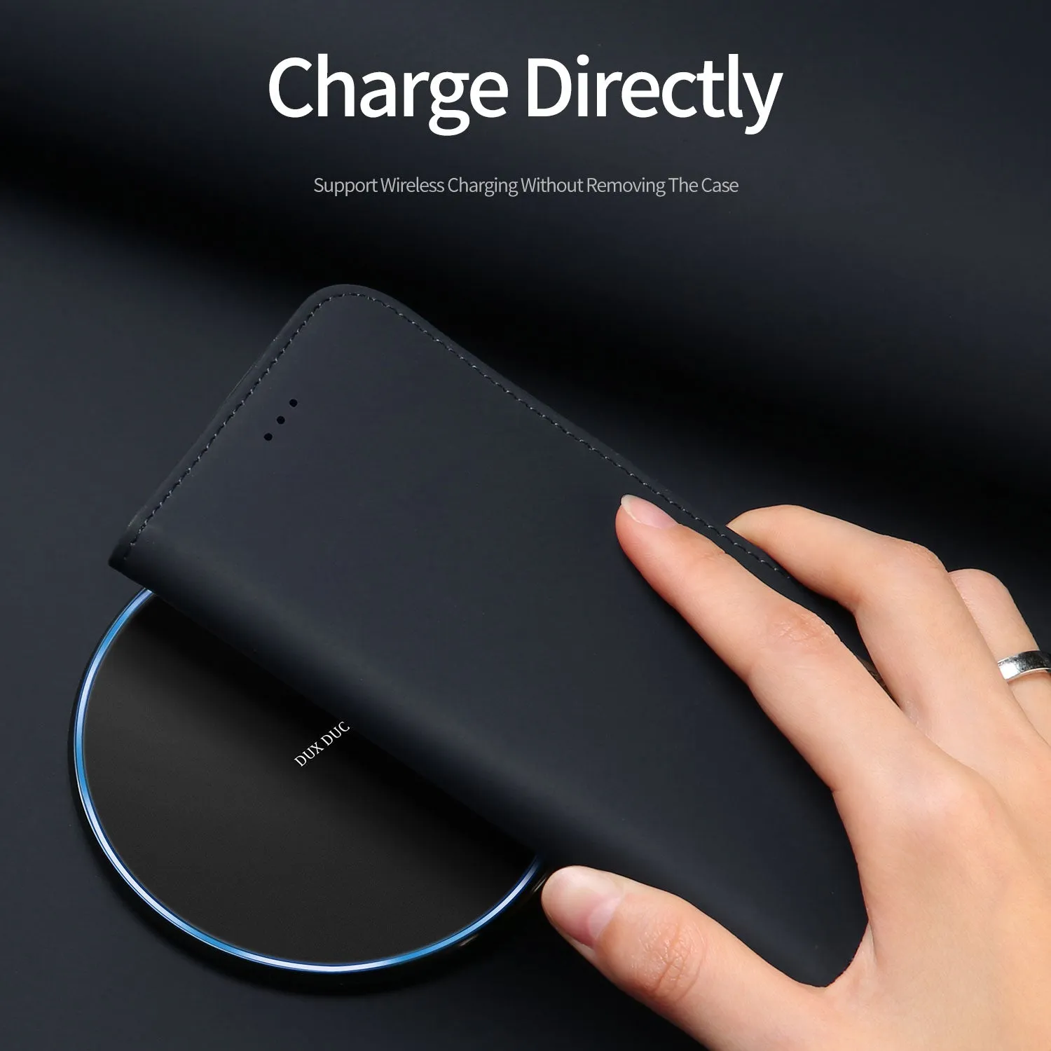 DUX DUCIS For iPhone 7/8 Luxury Genuine Leather Magnetic Flip Cover Full Protective Case with Bracket Card Slot blue