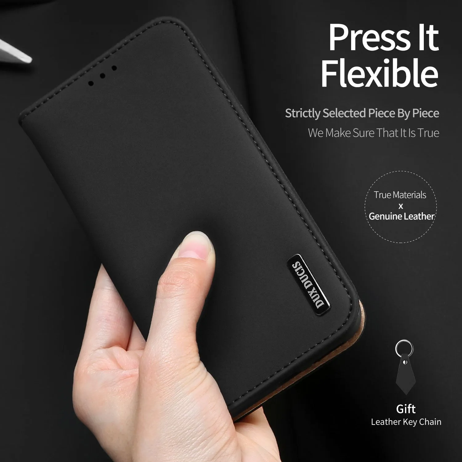 DUX DUCIS For Samsung NOTE 10 PLUS Luxury Genuine Leather Magnetic Flip Cover Full Protective Case with Bracket Card Slot red