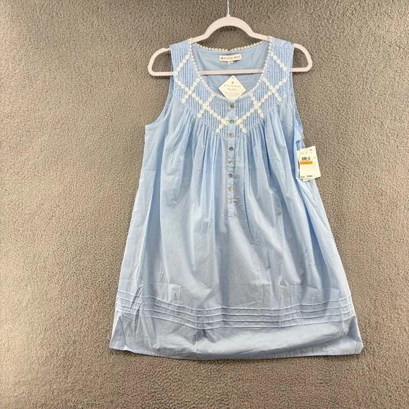 Eileen West Poetic Ballet Cotton Short Nightgown Sleeveless Blue Size Small NWT