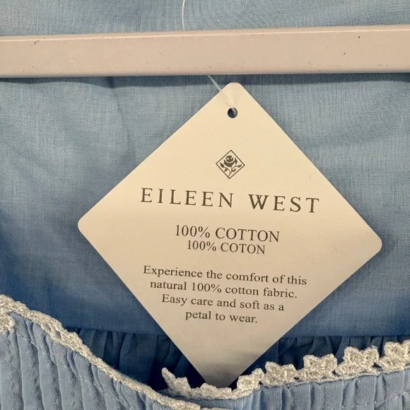 Eileen West Poetic Ballet Cotton Short Nightgown Sleeveless Blue Size Small NWT