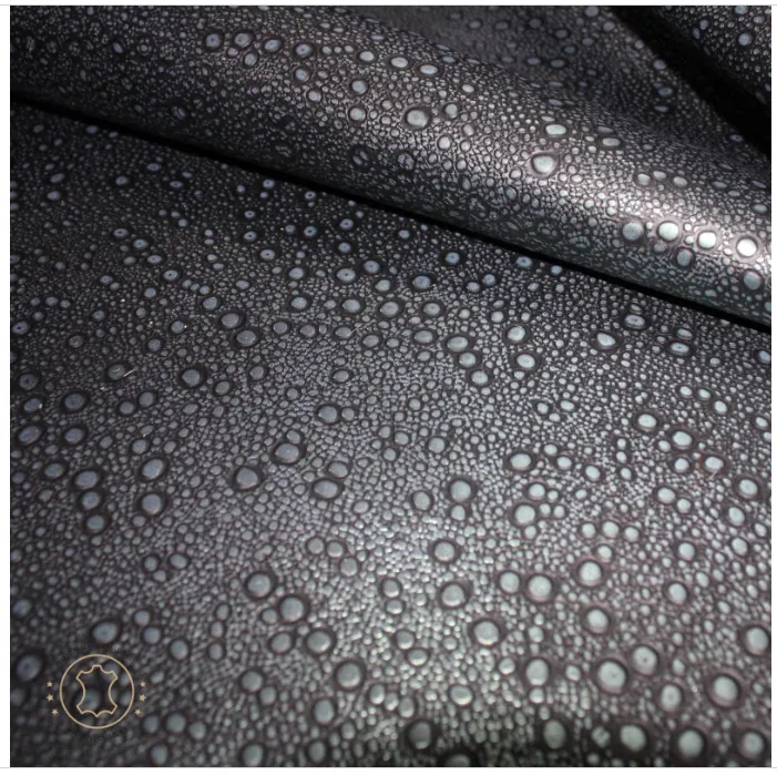 Embossed Leather Rain Drops Black Silver: Leather 3 - 3.5 oz. | 1.4 - 1.6 mm - Leather for Projects - RainDrops
