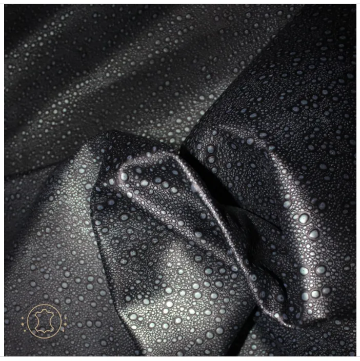 Embossed Leather Rain Drops Black Silver: Leather 3 - 3.5 oz. | 1.4 - 1.6 mm - Leather for Projects - RainDrops