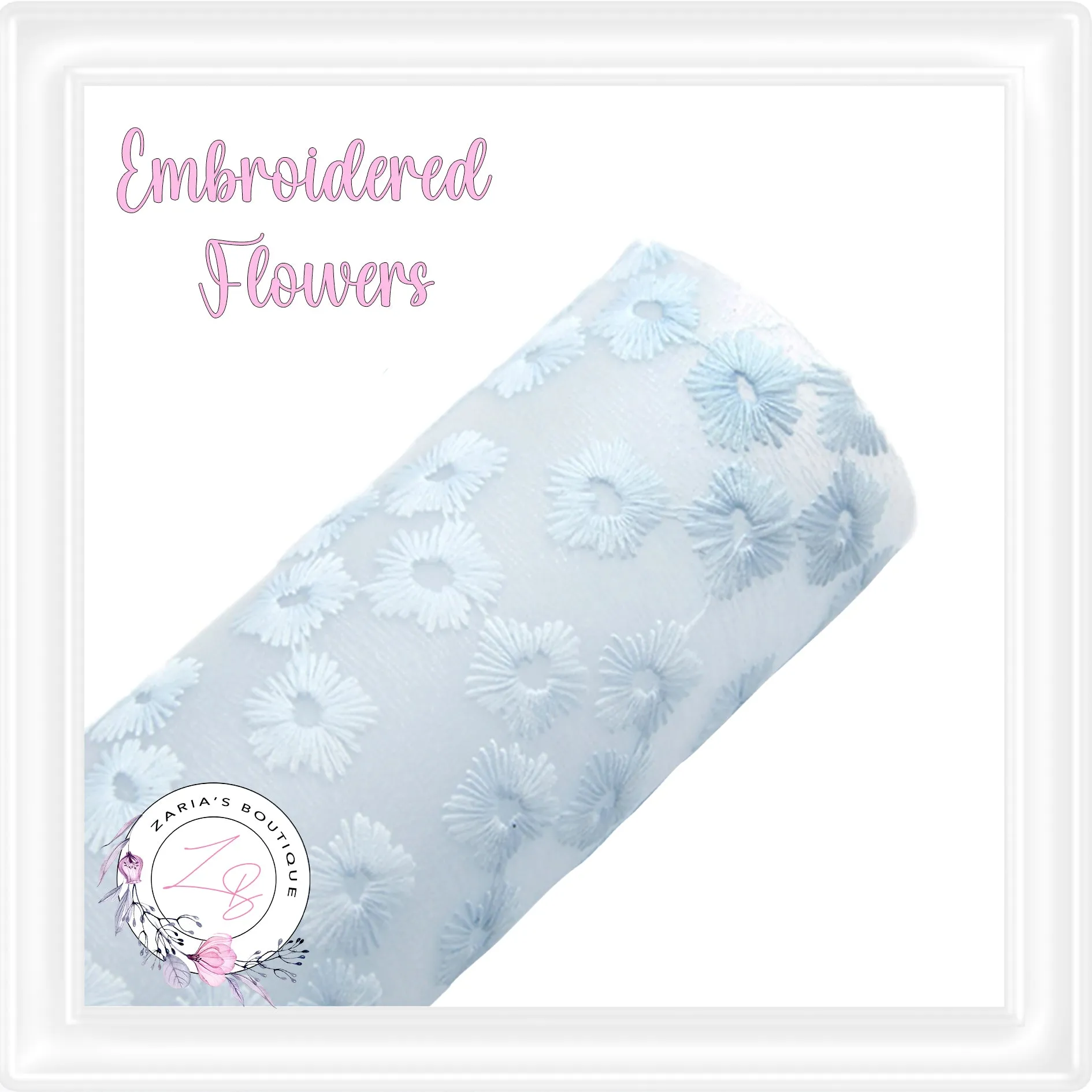 ⋅ Embroidered Daisy Floral ⋅ Translucent Vegan Faux Leather ⋅ Spearmint ⋅