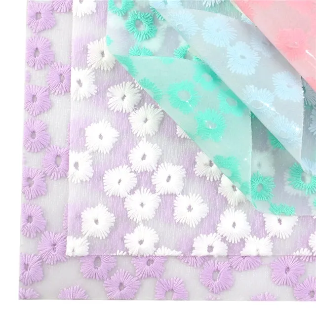 ⋅ Embroidered Daisy Floral ⋅ Translucent Vegan Faux Leather ⋅ Spearmint ⋅