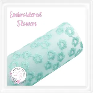 ⋅ Embroidered Daisy Floral ⋅ Translucent Vegan Faux Leather ⋅ Spearmint ⋅