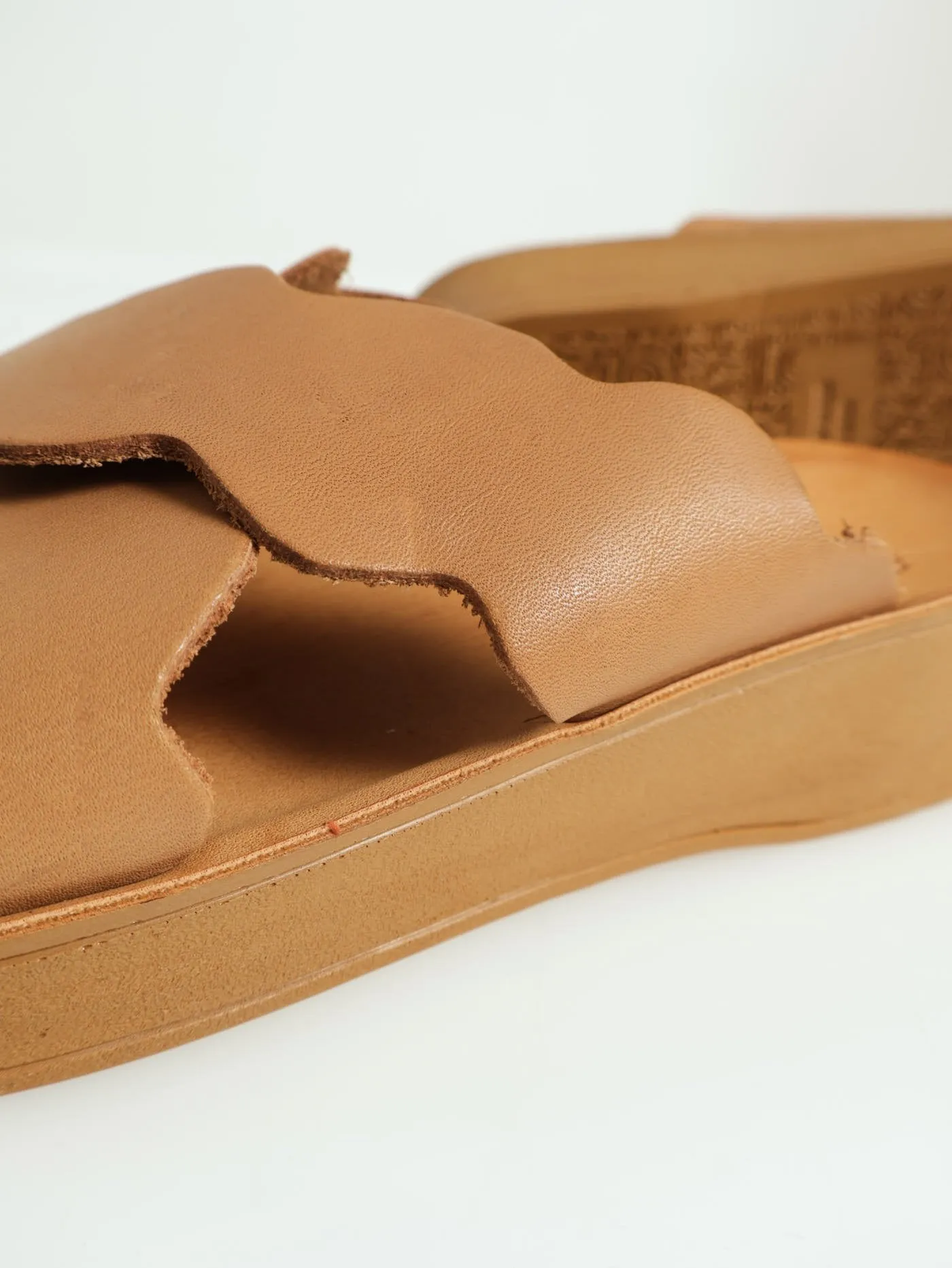 Emma Leather Cross Over Push-In Mule Sandal - Tan