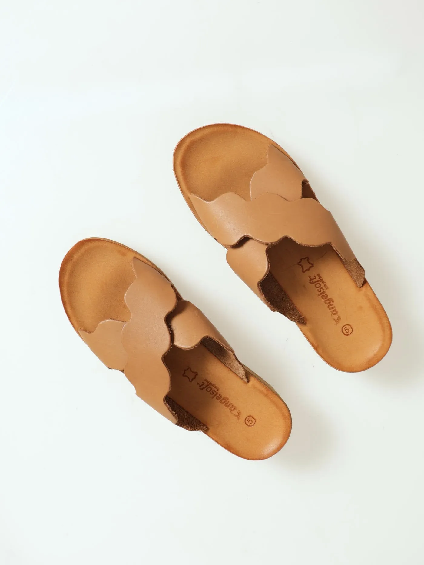 Emma Leather Cross Over Push-In Mule Sandal - Tan