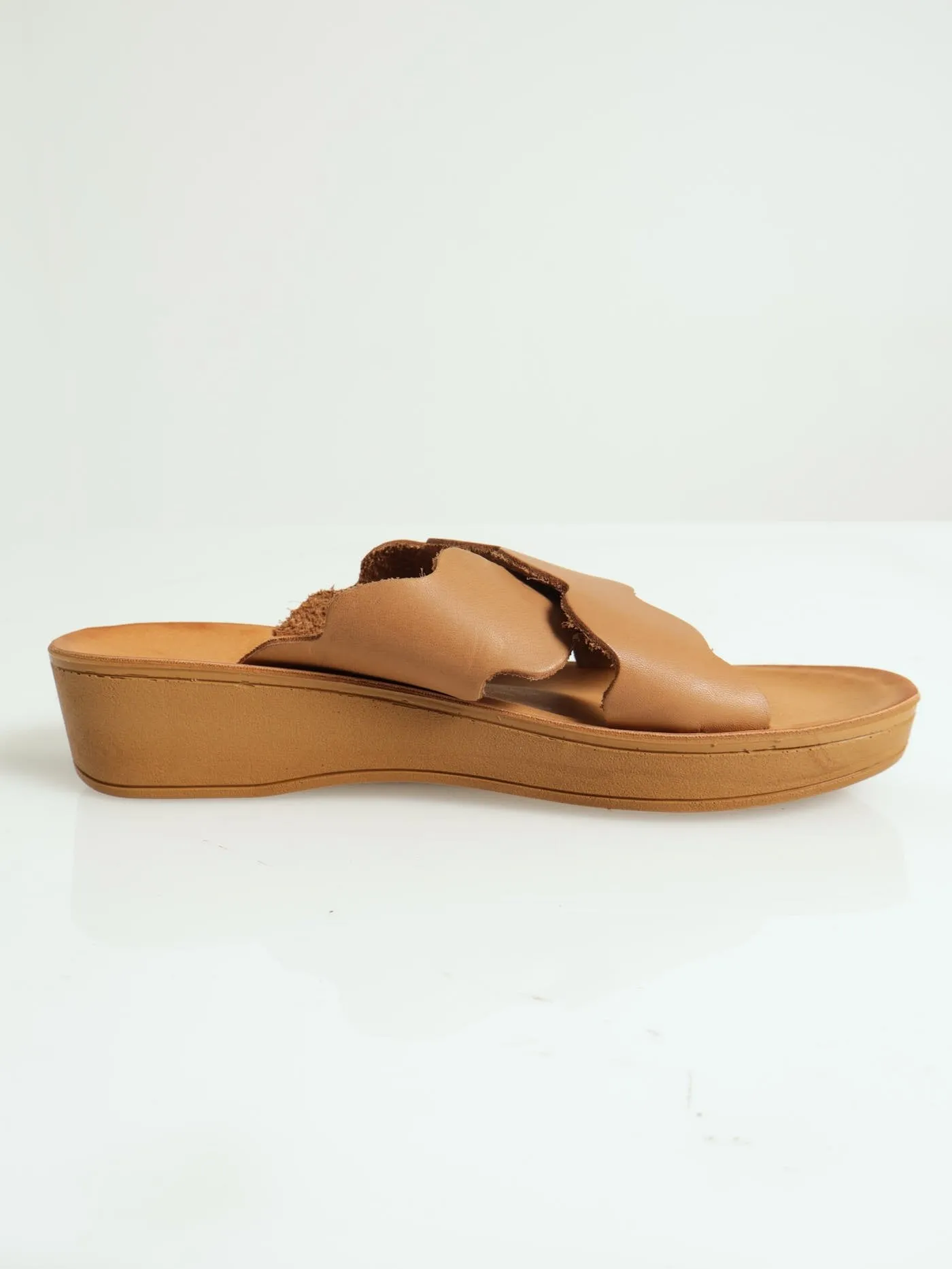 Emma Leather Cross Over Push-In Mule Sandal - Tan