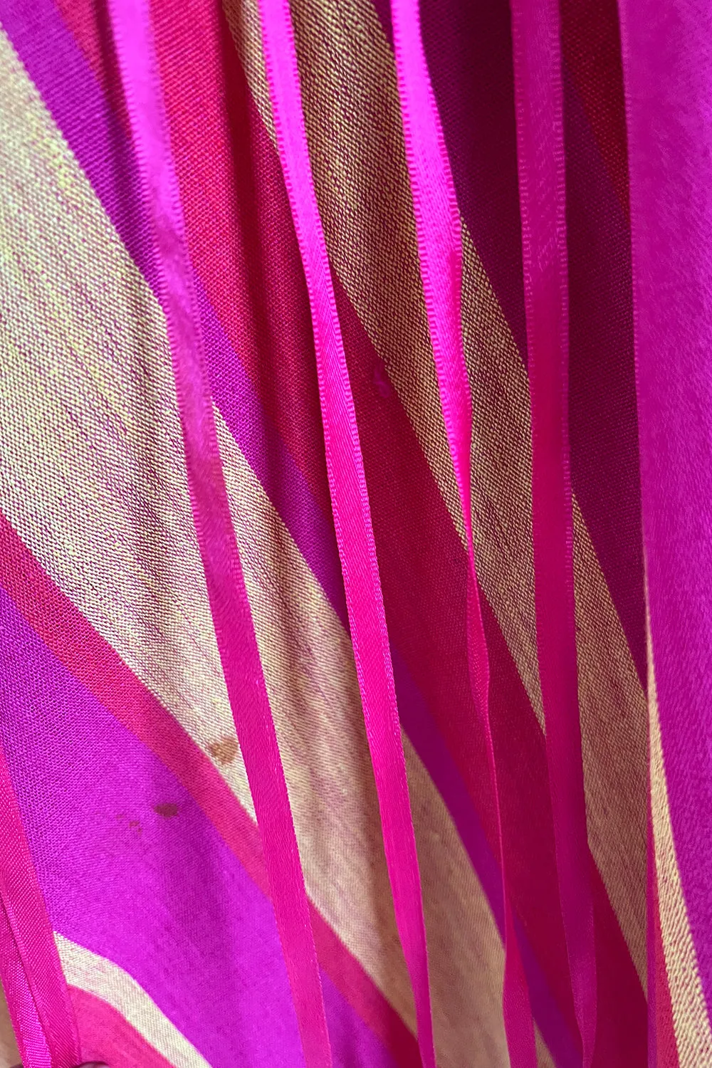 Exceptional 1960s Josefa Mexico Pink Pintuck & Ribbon Cotton Caftan Dress