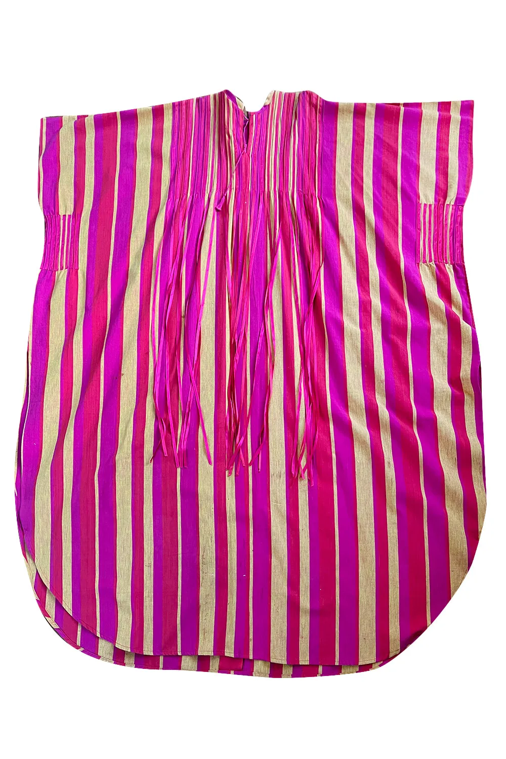 Exceptional 1960s Josefa Mexico Pink Pintuck & Ribbon Cotton Caftan Dress