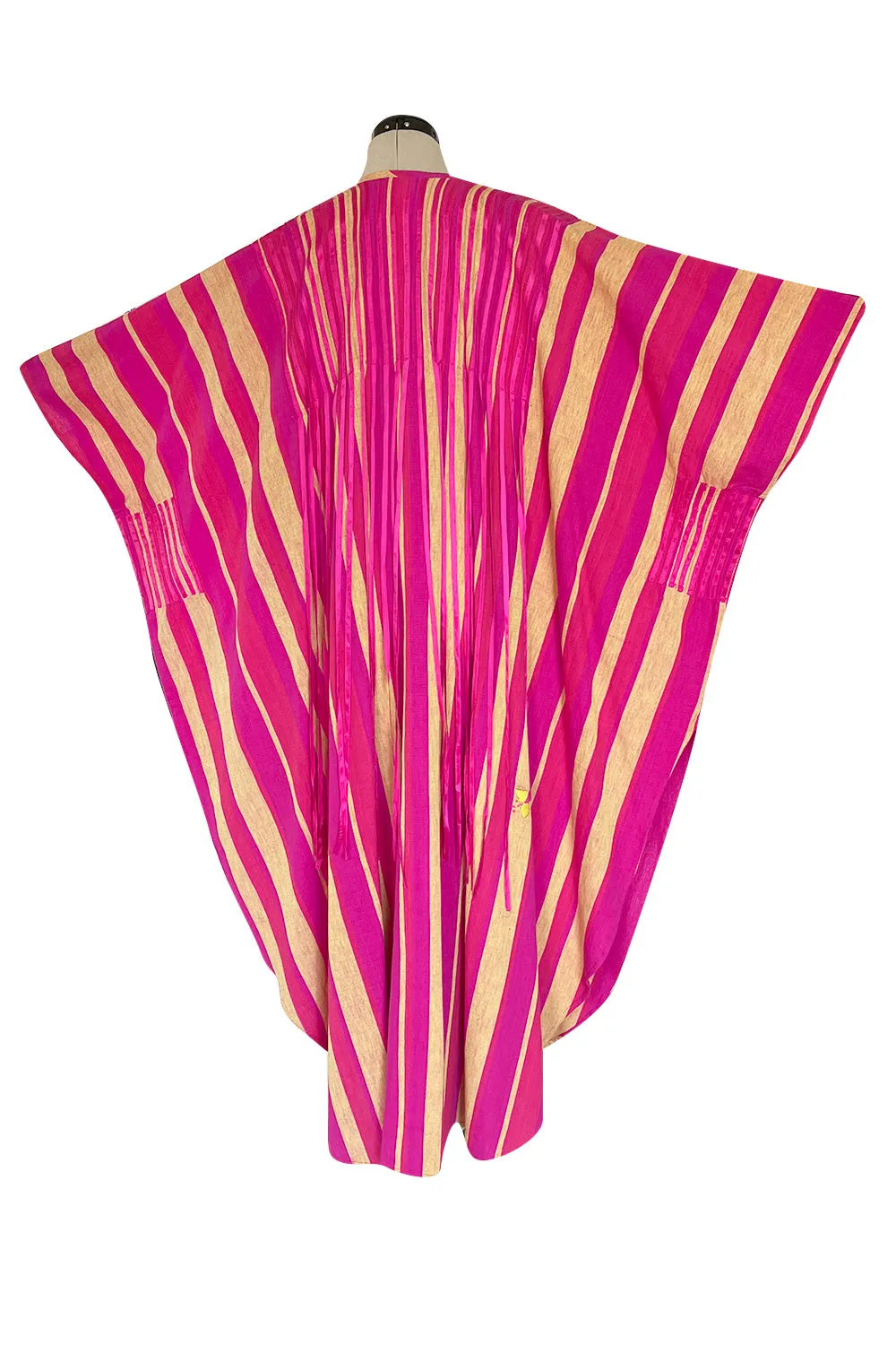 Exceptional 1960s Josefa Mexico Pink Pintuck & Ribbon Cotton Caftan Dress
