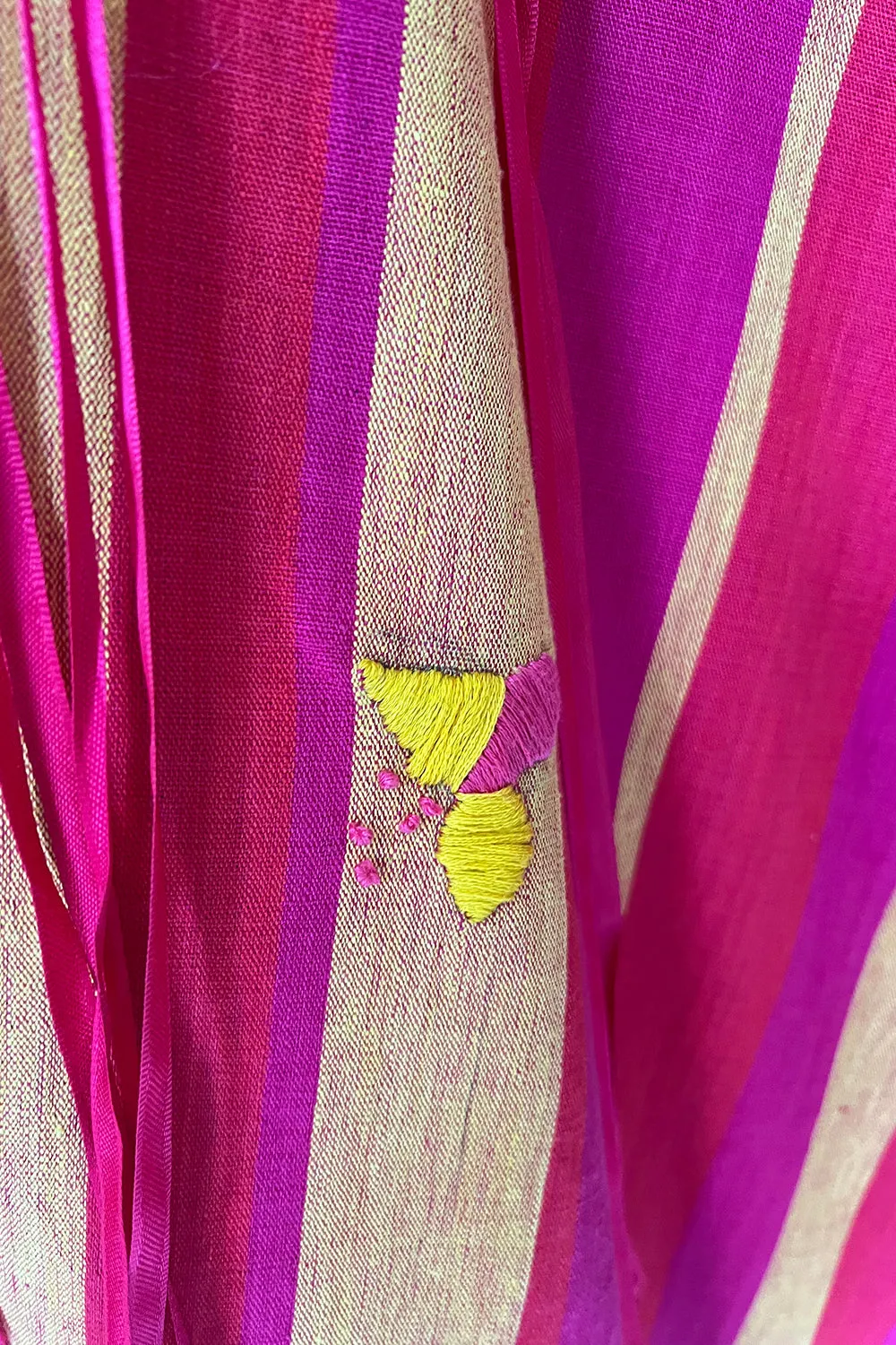 Exceptional 1960s Josefa Mexico Pink Pintuck & Ribbon Cotton Caftan Dress