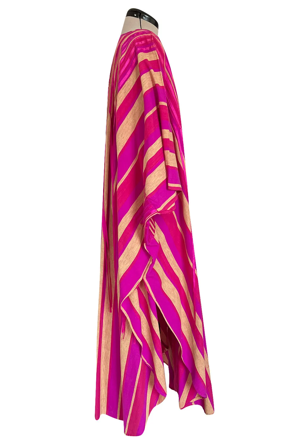 Exceptional 1960s Josefa Mexico Pink Pintuck & Ribbon Cotton Caftan Dress