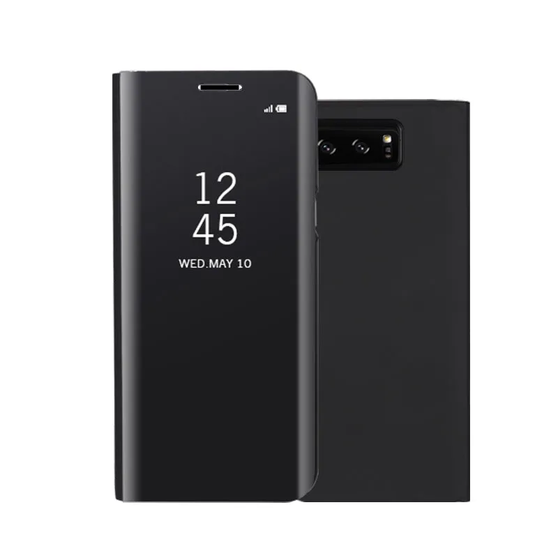 Fashion Shockproof  Ultra Thin Electroplating PU Case Cover Mirror Free Flip Anti-scratch Protective Case for Samsung Galaxy Note 8 Purple blue