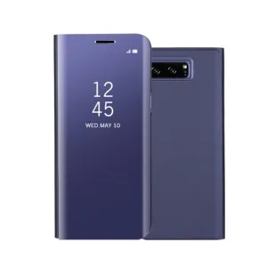 Fashion Shockproof  Ultra Thin Electroplating PU Case Cover Mirror Free Flip Anti-scratch Protective Case for Samsung Galaxy Note 8 Purple blue