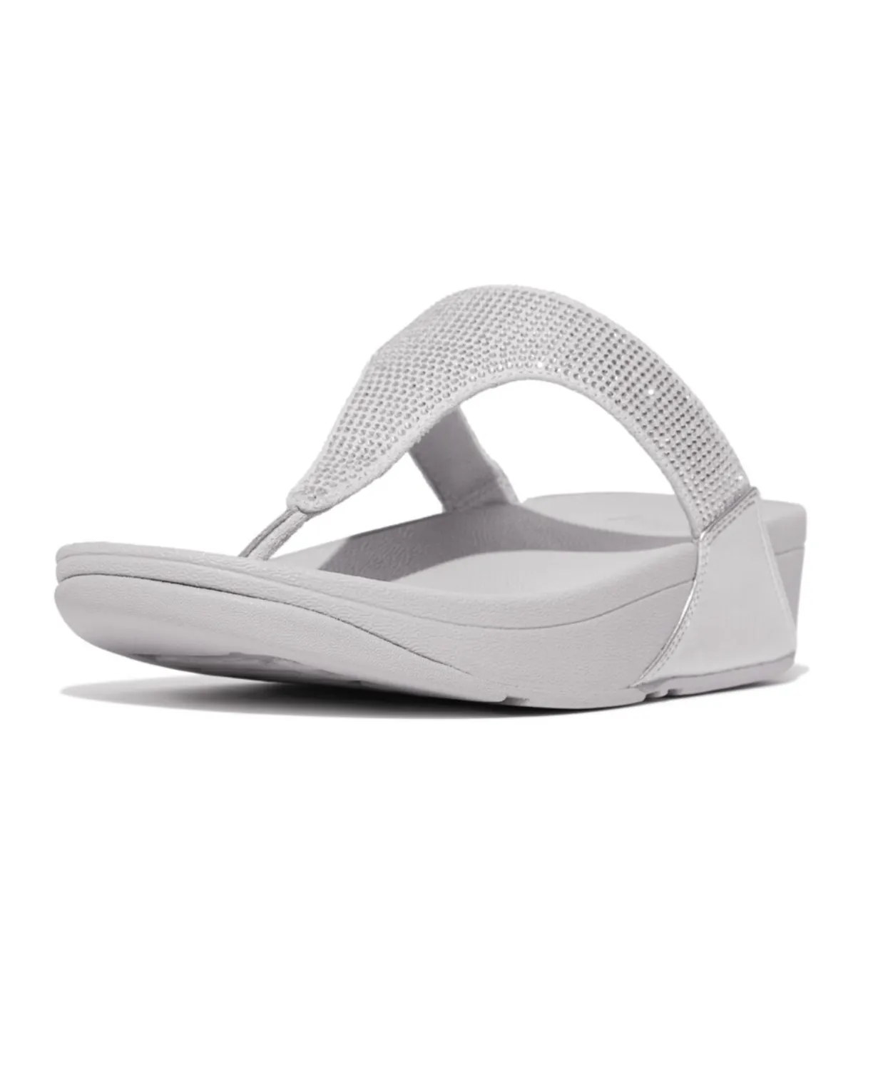 Fitflop Lulu Crystal Embelished Toe Post Silver