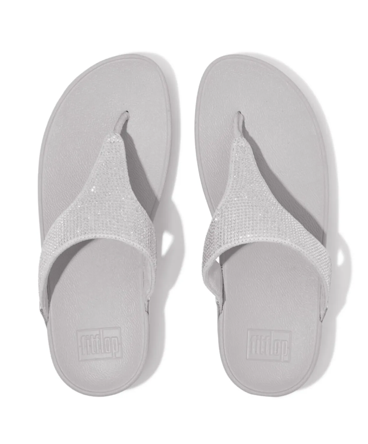 Fitflop Lulu Crystal Embelished Toe Post Silver
