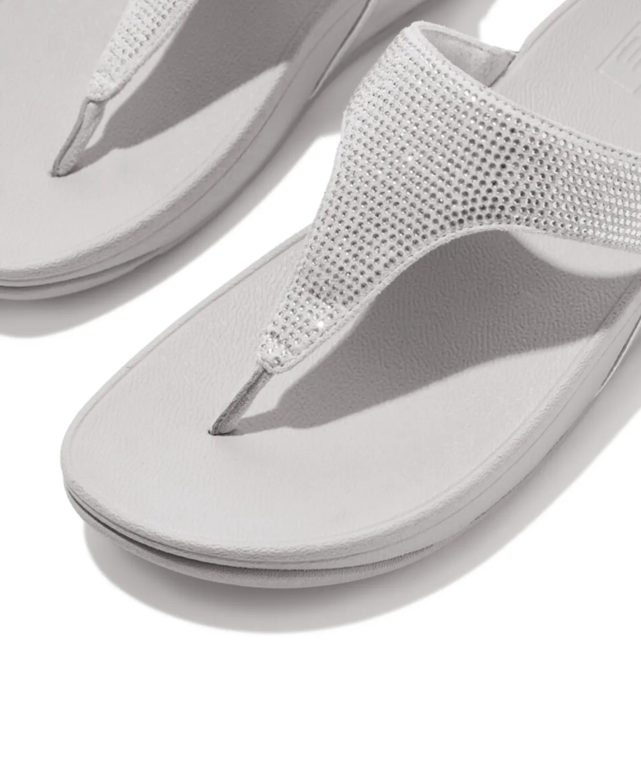 Fitflop Lulu Crystal Embelished Toe Post Silver