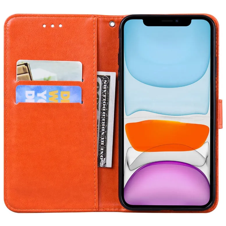 For iPhone12 iPhone12Pro 6.1 Inches Leather Case Flip Cover Card Slots Stand Bag Pink