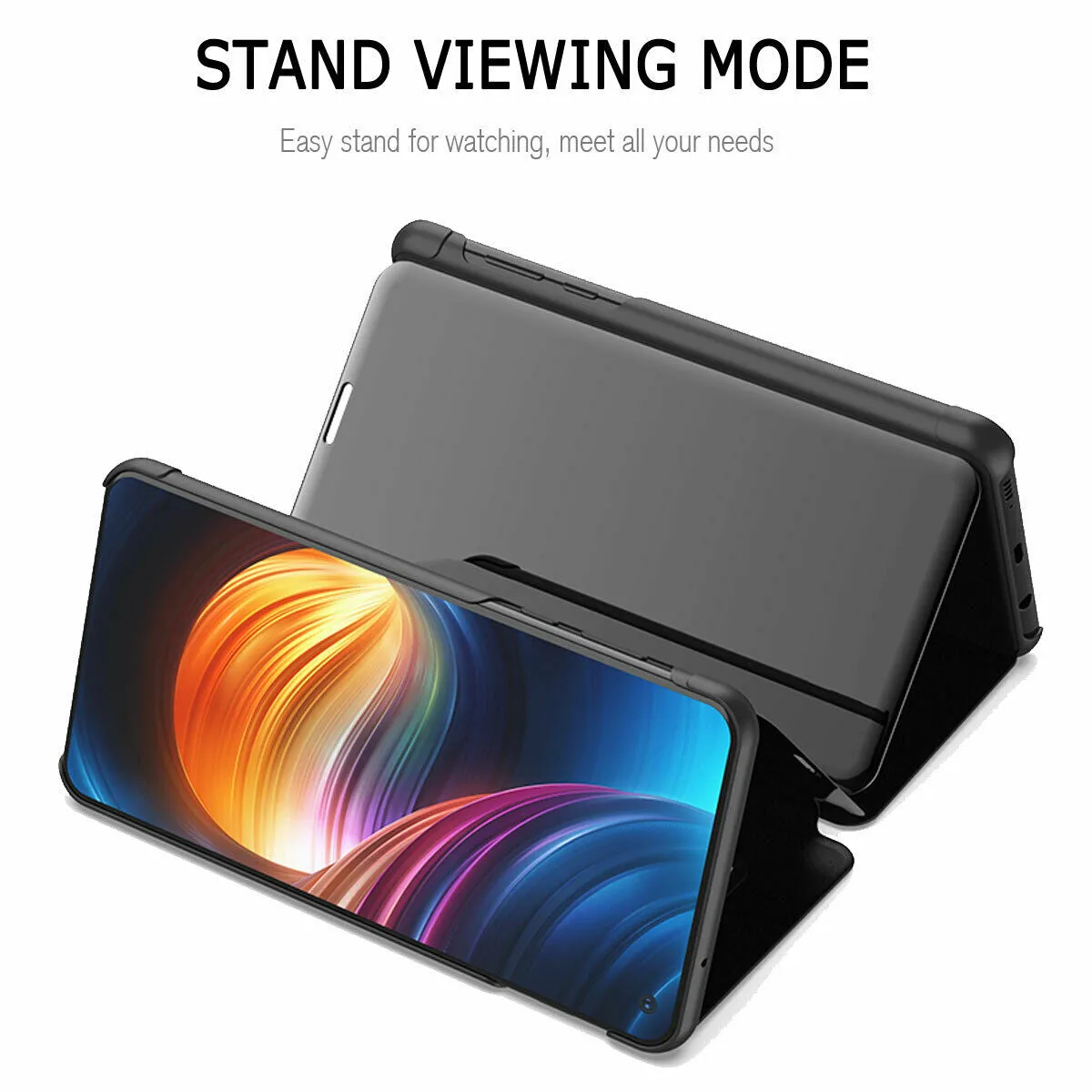 For Samsung Galaxy S10/S10 Plus/S10E Smart Leather Flip Mirror 360 Phone Case Cover Silver