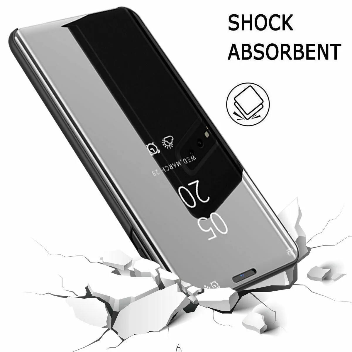 For Samsung Galaxy S10/S10 Plus/S10E Smart Leather Flip Mirror 360 Phone Case Cover Silver