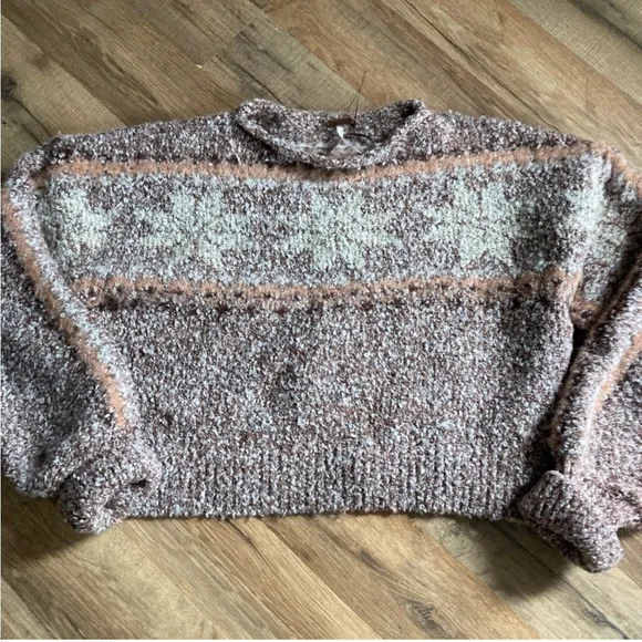 Free People Snowflake Cropped Knit Sweater