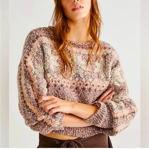 Free People Snowflake Cropped Knit Sweater