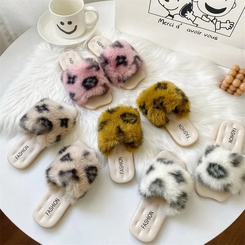 Fuzzy fur slippers