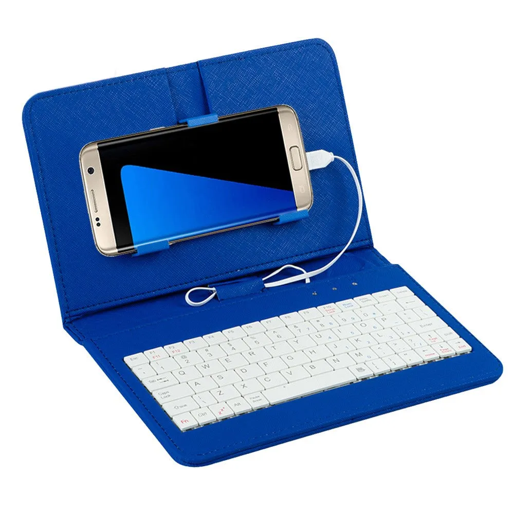 General Wired Keyboard Flip Holster Case for Andriod Mobile Phone 4.8-6.0"" Pink