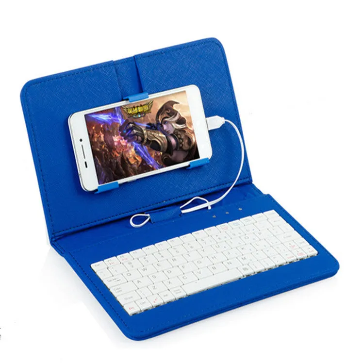 General Wired Keyboard Flip Holster Case for Andriod Mobile Phone 4.8-6.0"" White