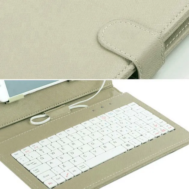 General Wired Keyboard Flip Holster Case for Andriod Mobile Phone 4.8-6.0"" White