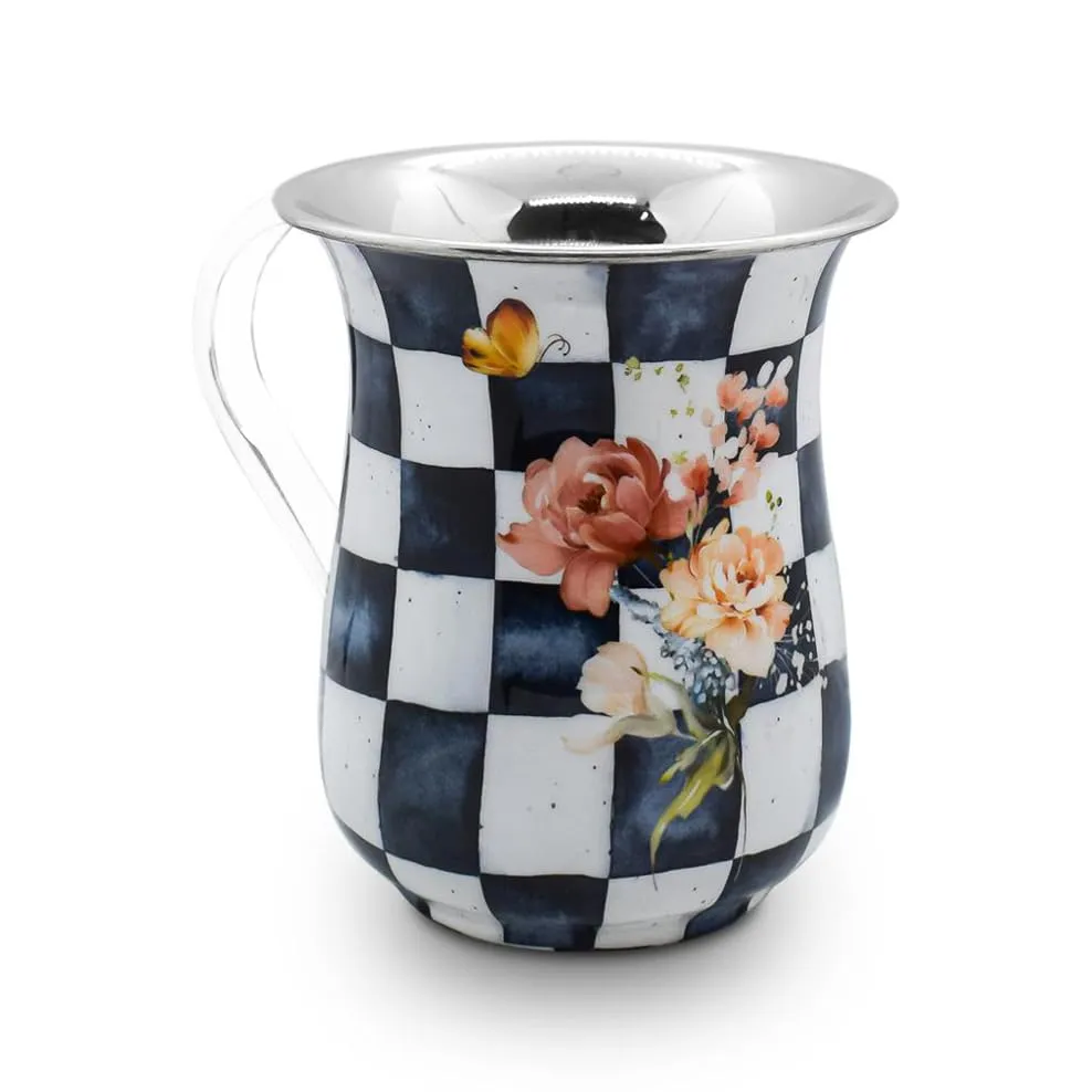 Gifts Plaza (D) Premium Stainless Steel Wash Cup Lightweight with Dual Handles (Checkered)