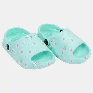 Girls Rubber Sandals – Aqua with Bunny Design
