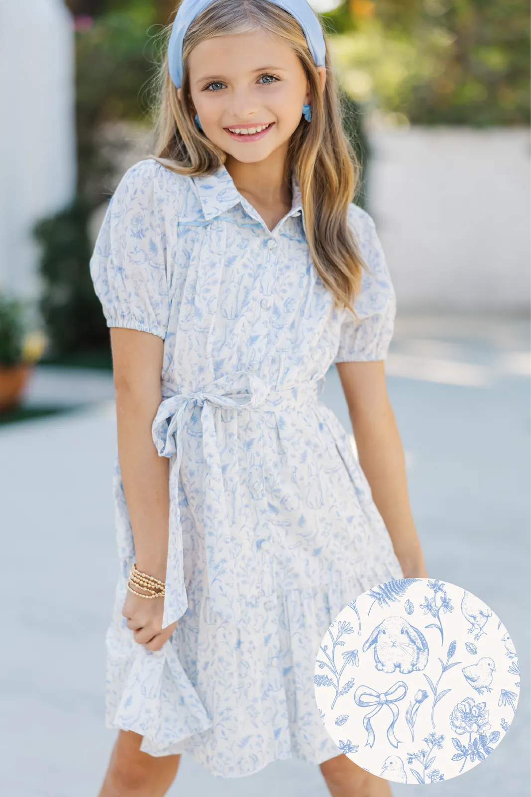 Girls: The Bianca Light Blue Toile Dress