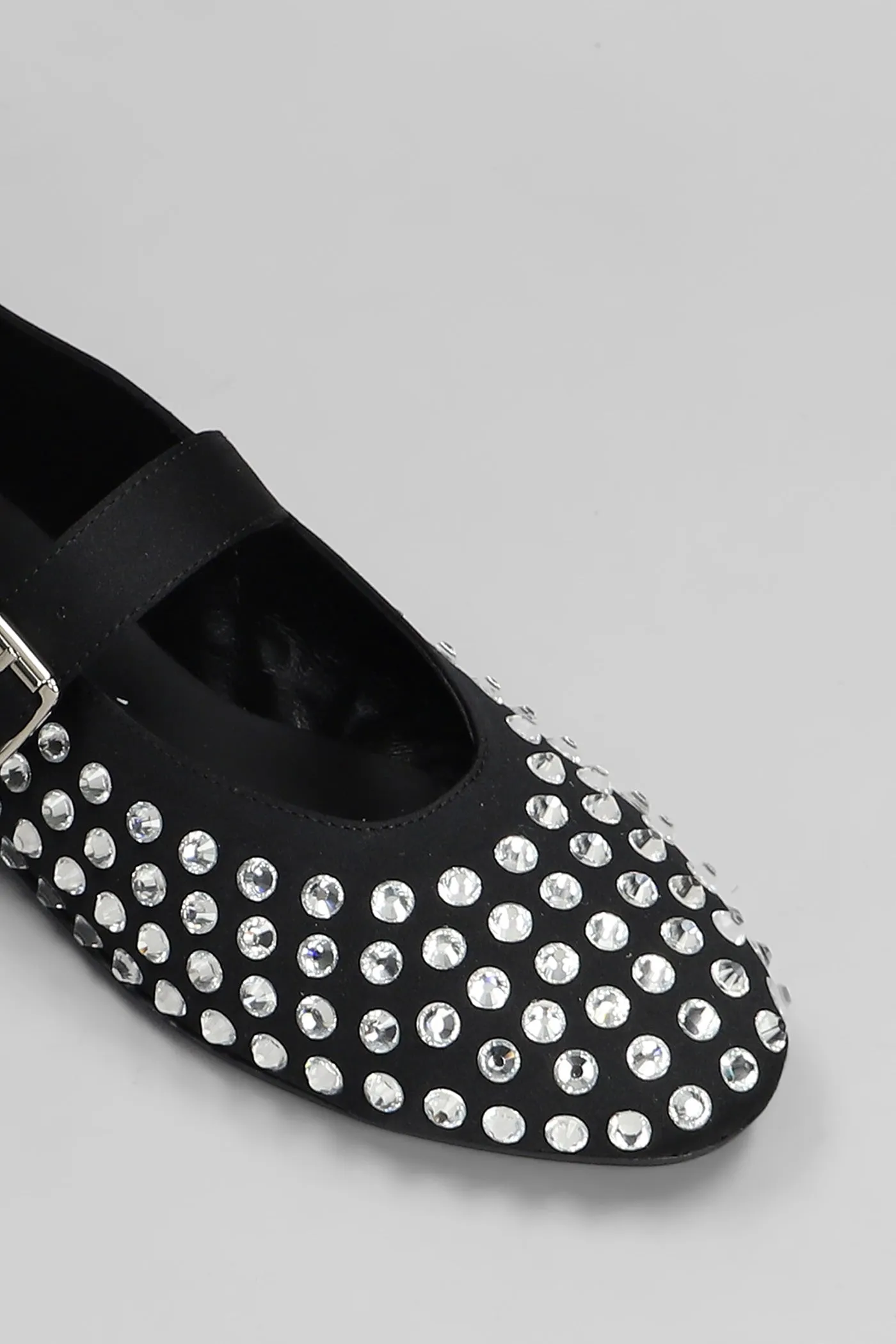 Gold Ballet flats in black satin