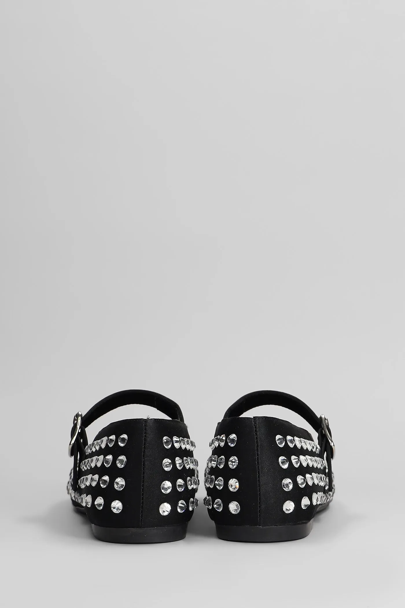Gold Ballet flats in black satin