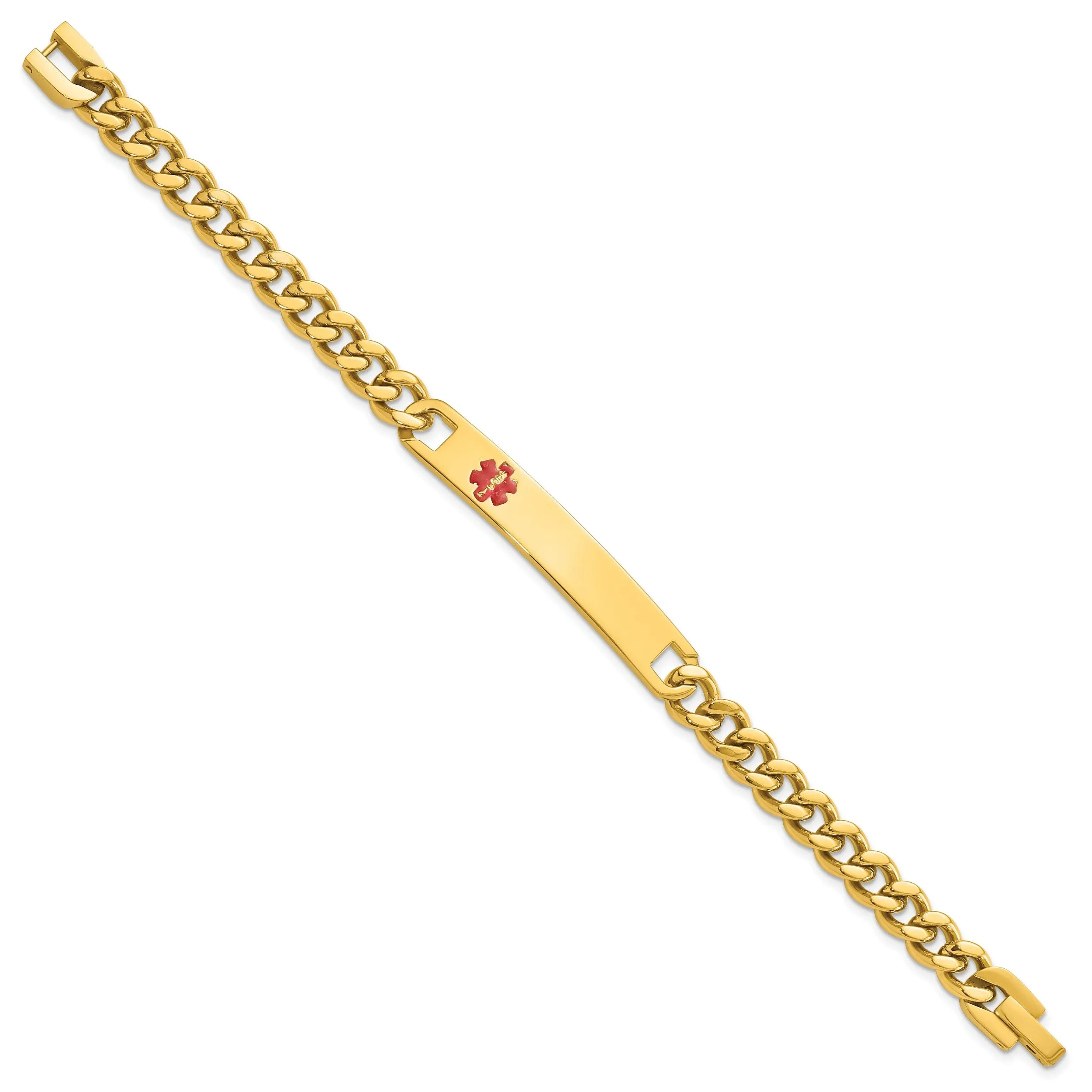 Gold Plated Small Red Epoxy Medical ID Bracelet