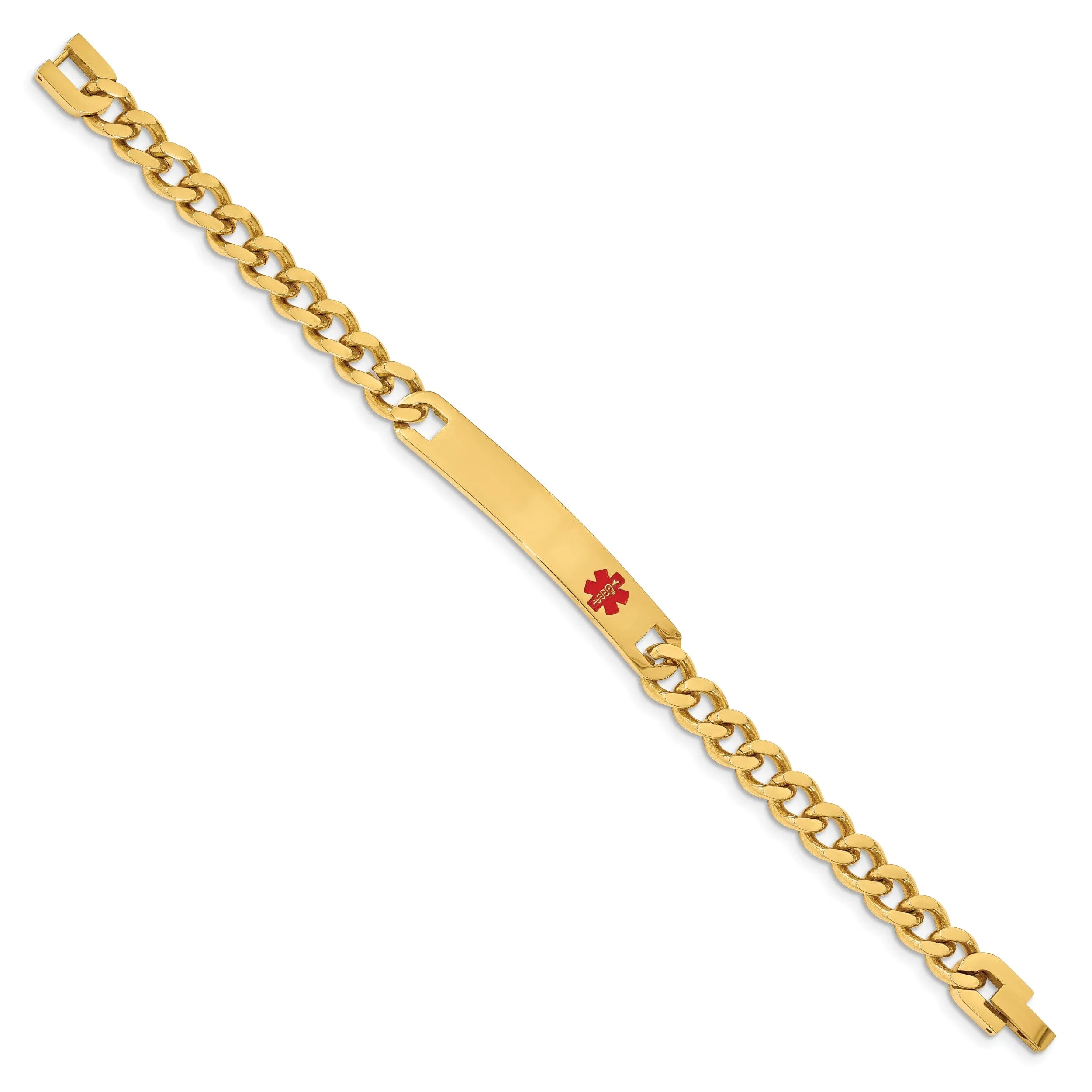 Gold Plated Small Red Epoxy Medical ID Bracelet