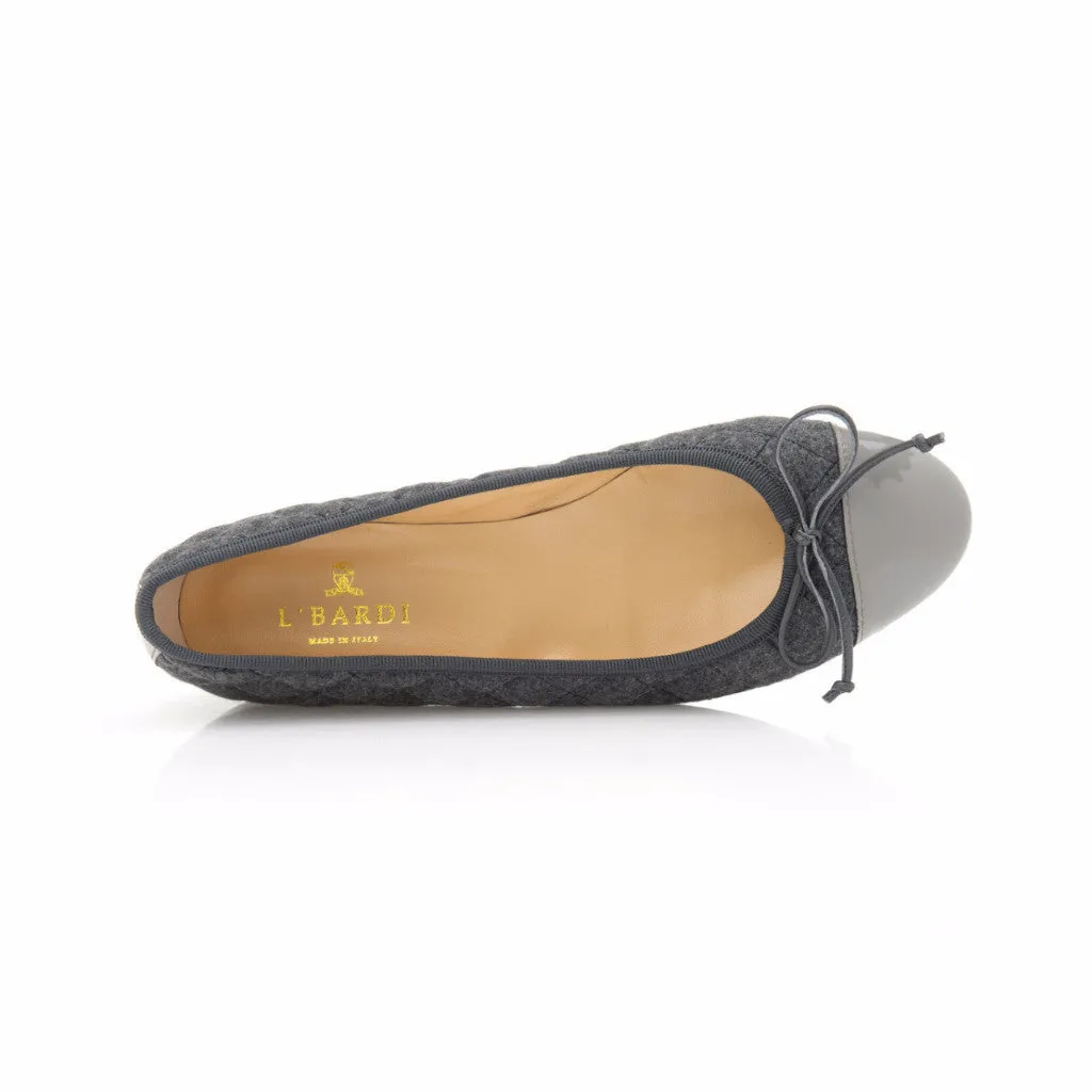 Grey Quilted Flannel Ballet Flat
