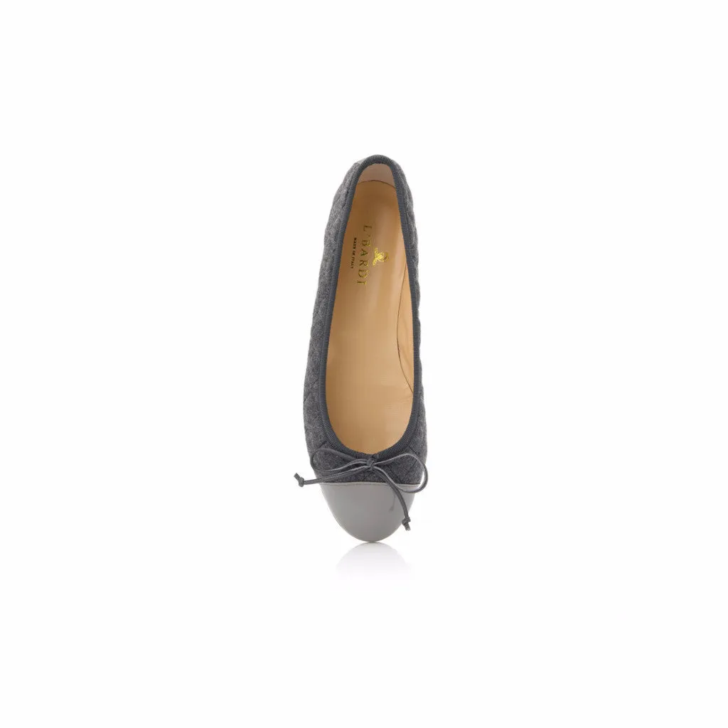 Grey Quilted Flannel Ballet Flat