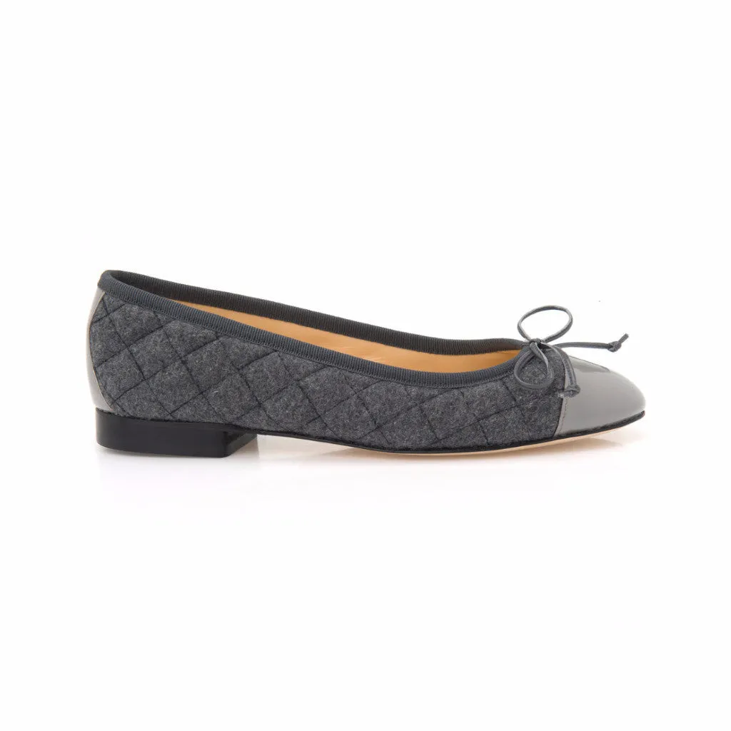 Grey Quilted Flannel Ballet Flat