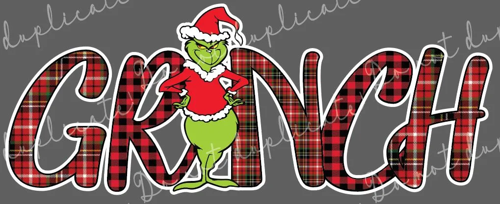 GRINCH Plaid Vinyl Heat Transfer