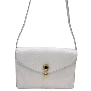 GUCCI Vintage Lizard Shoulder Bag - Off-White