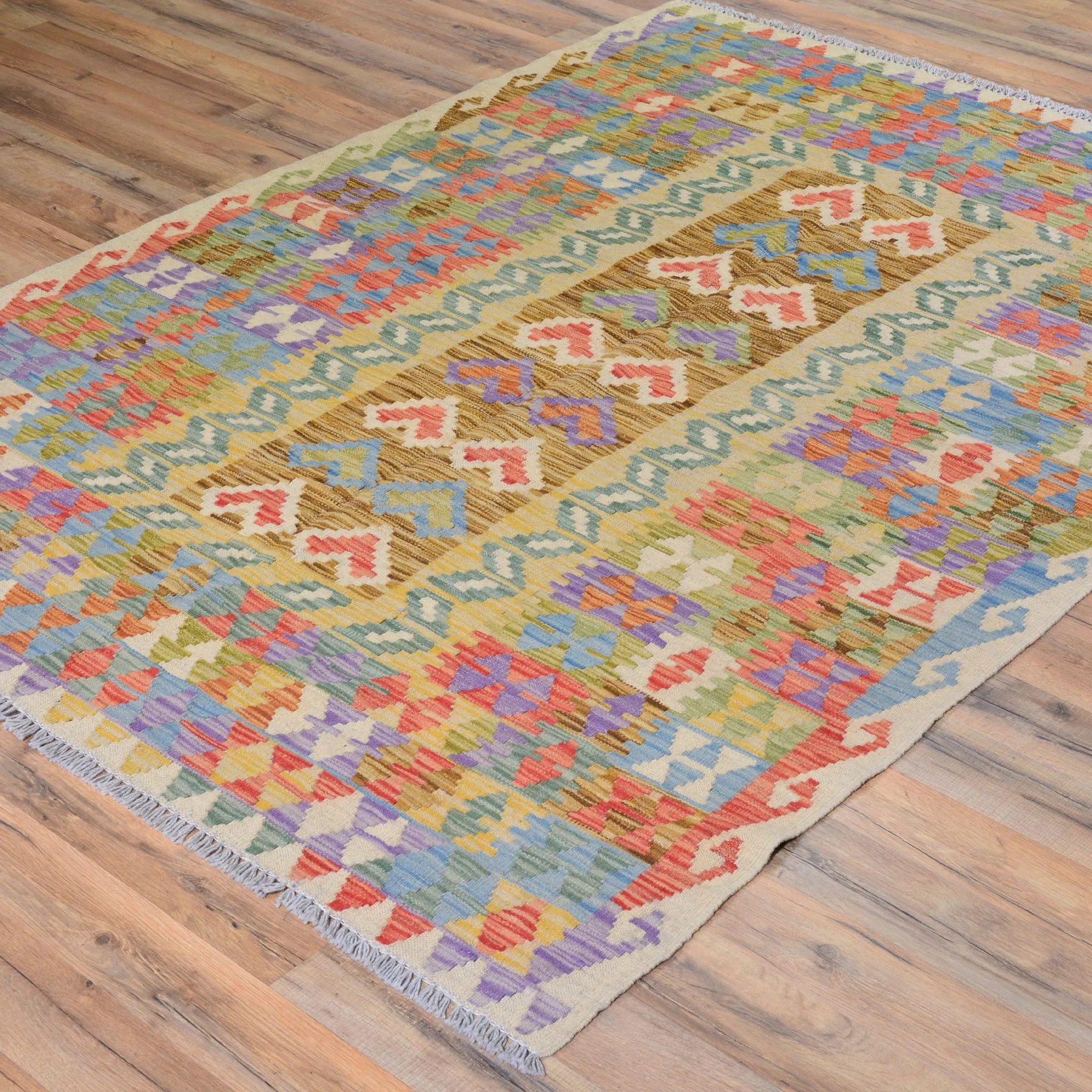 Hand-Woven Flatweave Handmade Kilim Wool Rug (Size 4.9 X 6.4) Cwral-5703