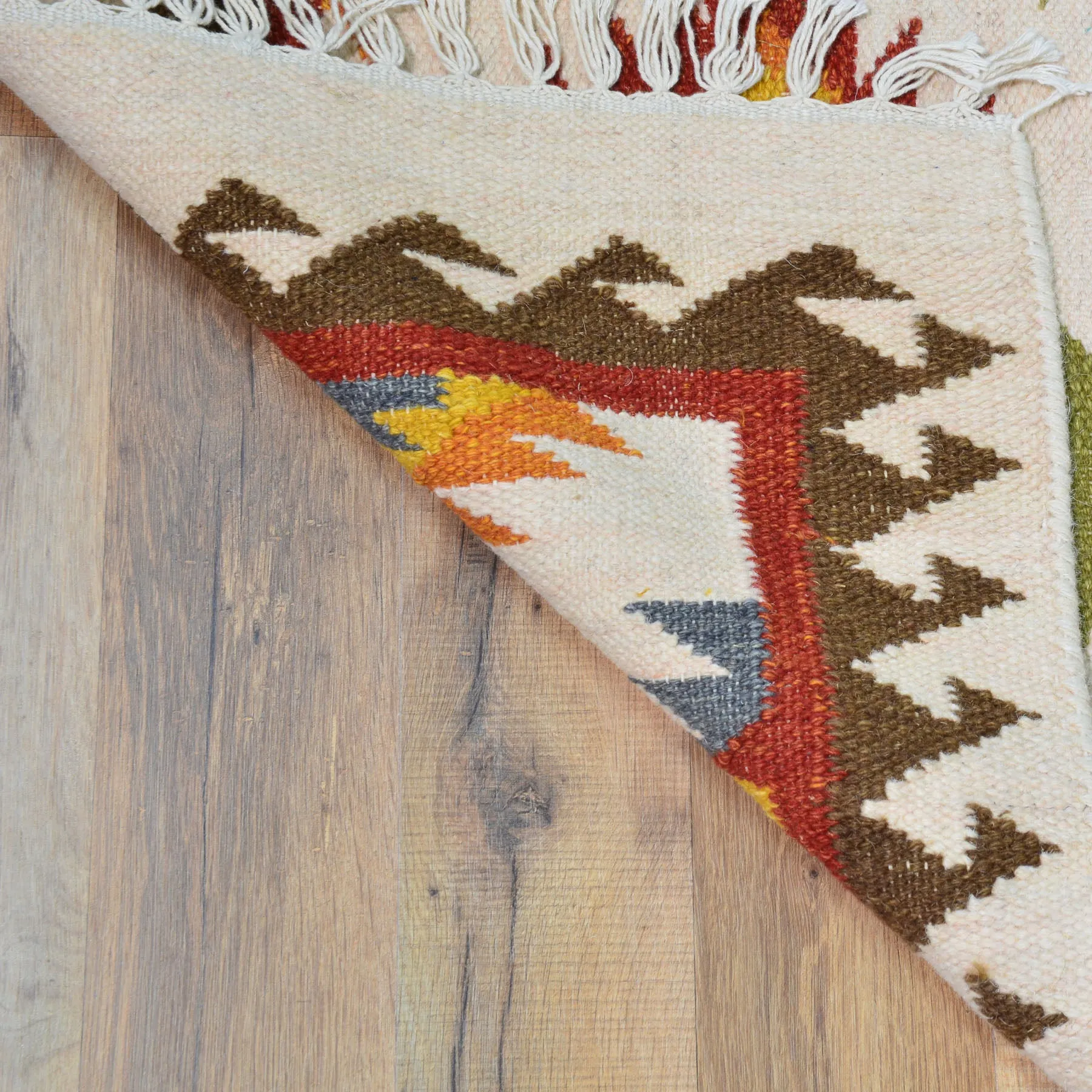 Hand-Woven Indo Durrie Tribal Design Handmade 100% Wool Rug (Size 2.6 X 11.6) Brral-5055