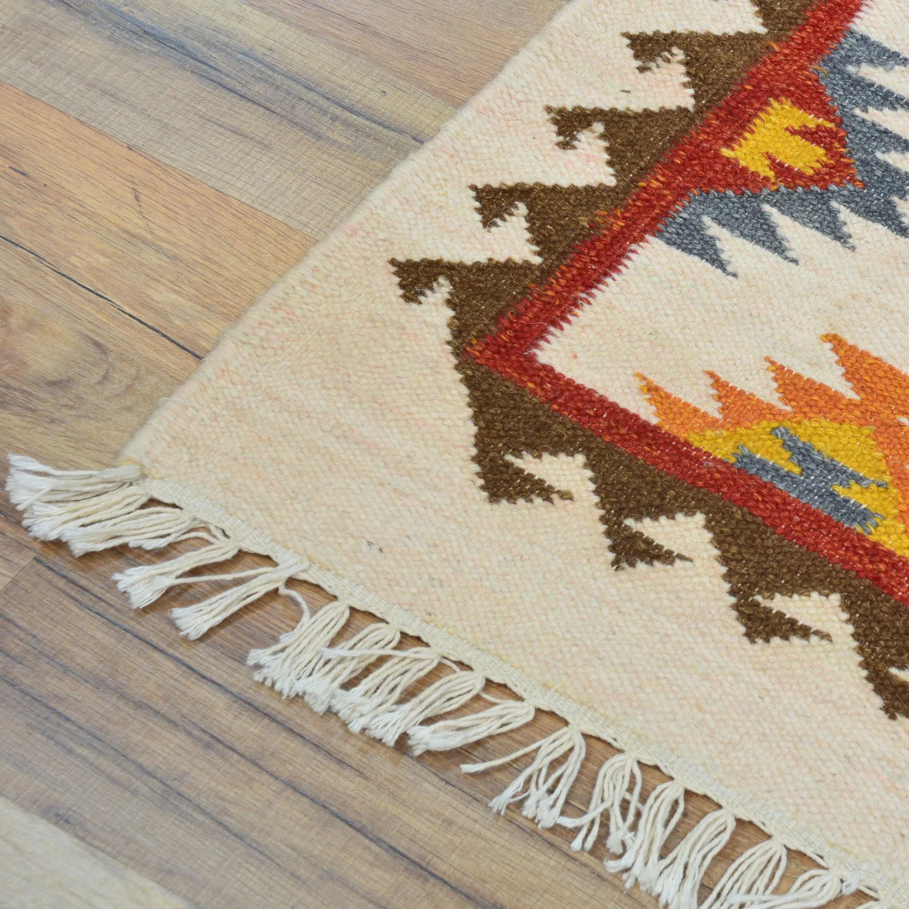 Hand-Woven Indo Durrie Tribal Design Handmade 100% Wool Rug (Size 2.6 X 11.6) Brral-5055
