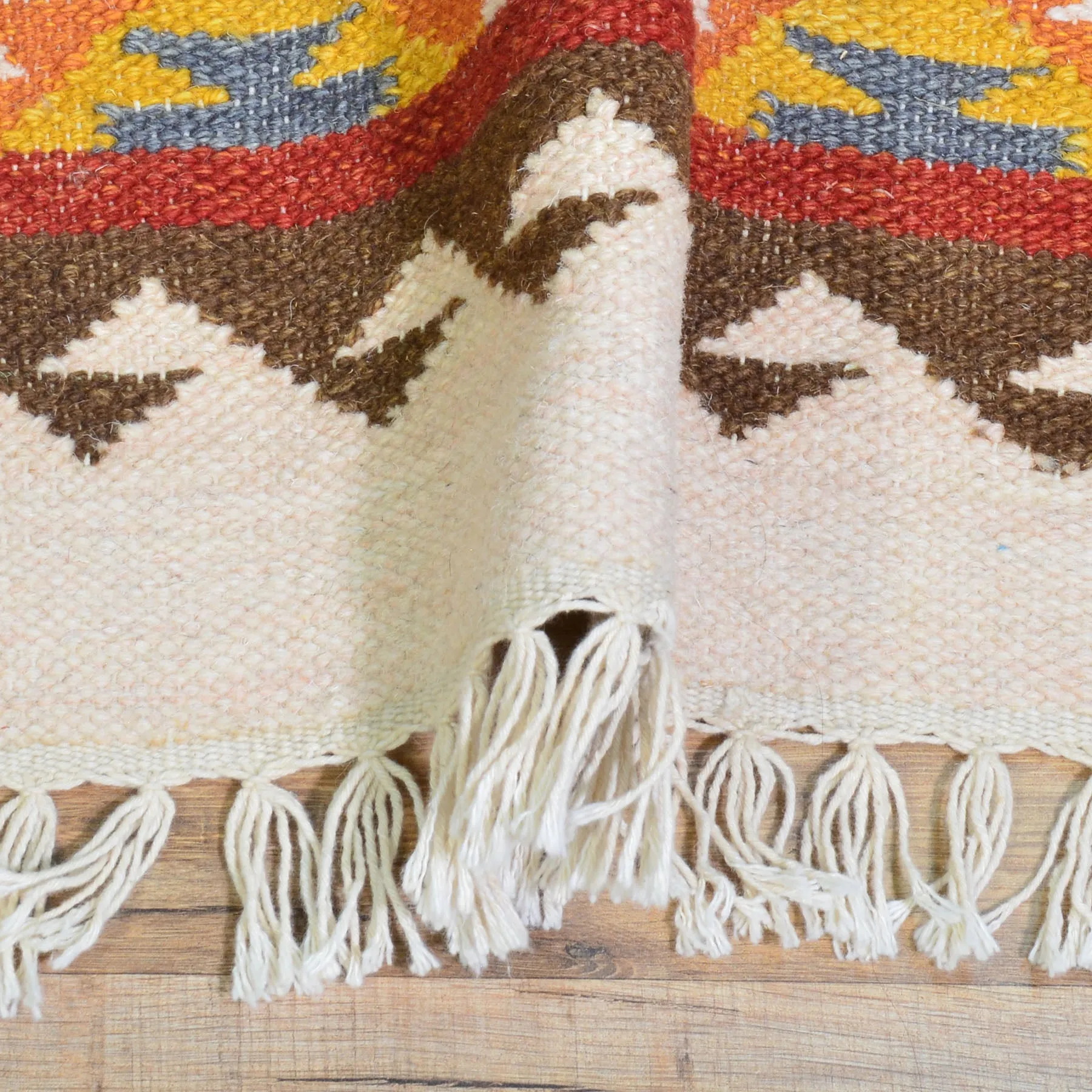 Hand-Woven Indo Durrie Tribal Design Handmade 100% Wool Rug (Size 2.6 X 11.6) Brral-5055