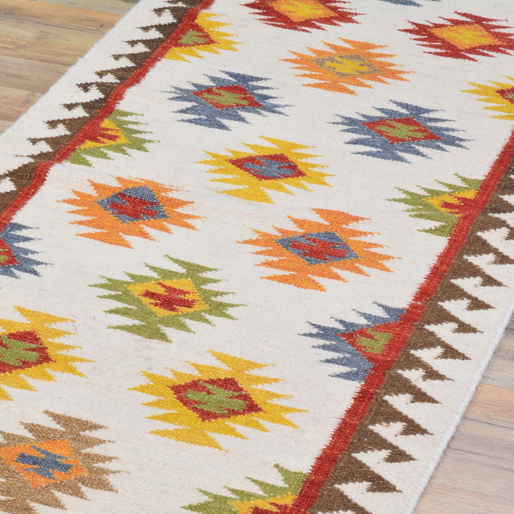 Hand-Woven Indo Durrie Tribal Design Handmade 100% Wool Rug (Size 2.6 X 11.6) Brral-5055