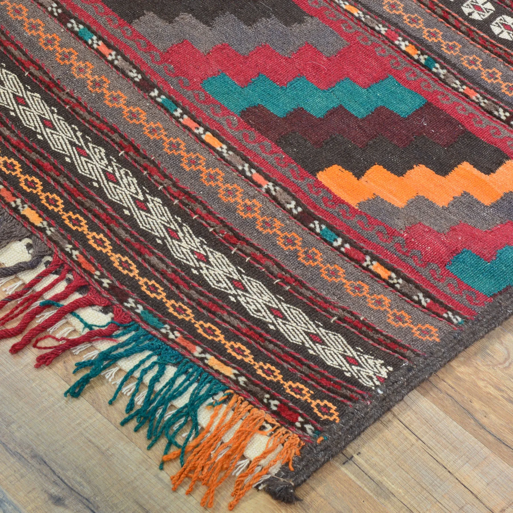 Hand-Woven Old Tribal Turkish 100% Wool Oriental Kilim Rug (Size 1.10 X 10.0) Cwral-10272